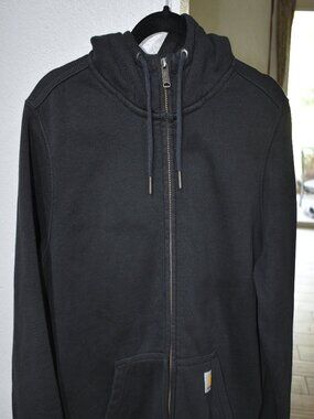 Carhartt Zip-Up Hoodie – Black – Relaxed Fit – Size L (12–14)